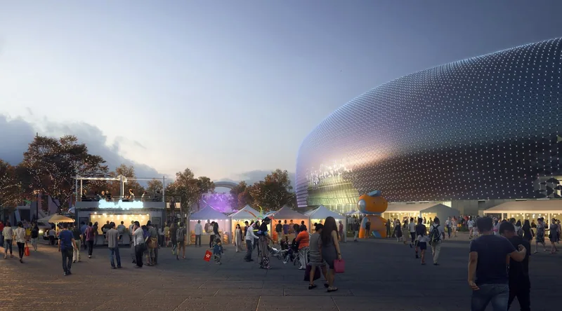 Concept Studies — Arena concourse at dusk