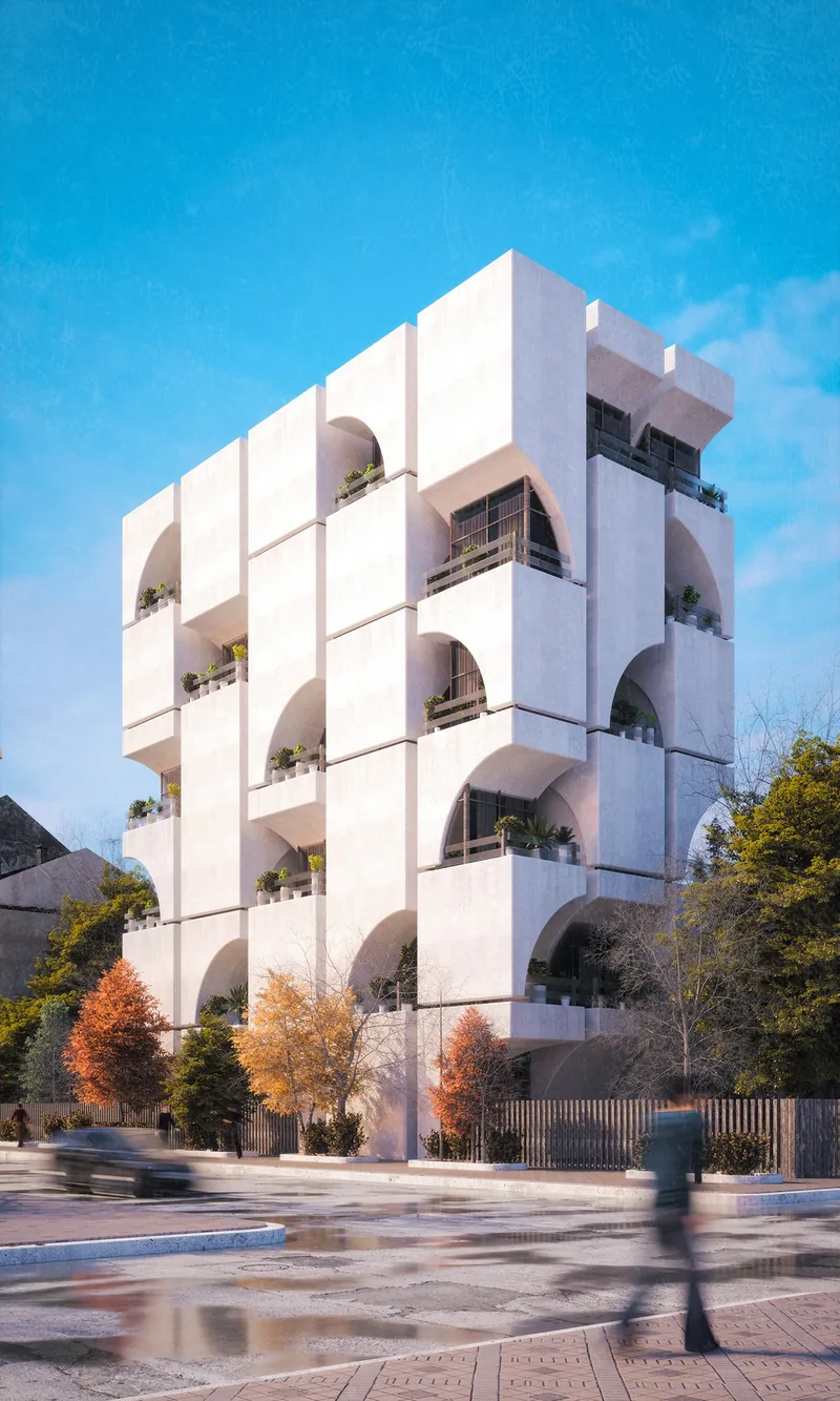 Perforated Residential Block — Full height, daylight