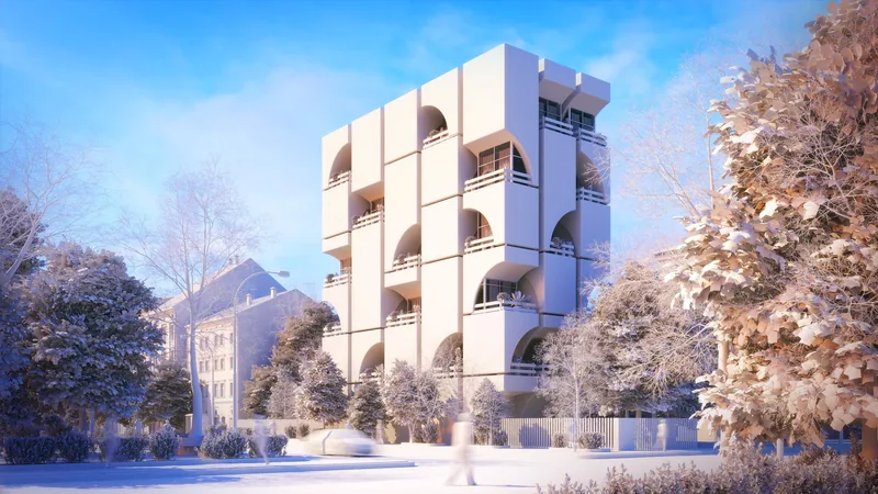 Perforated Residential Block — Winter study